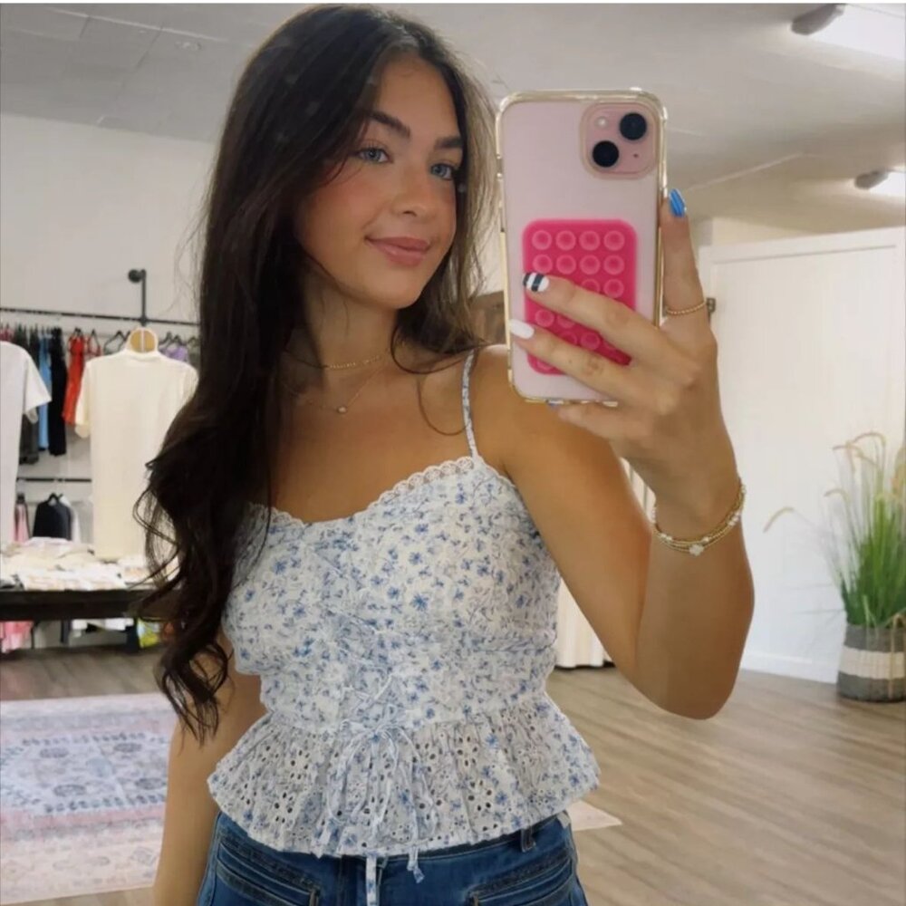 Altar'd State blue floral corset top size M